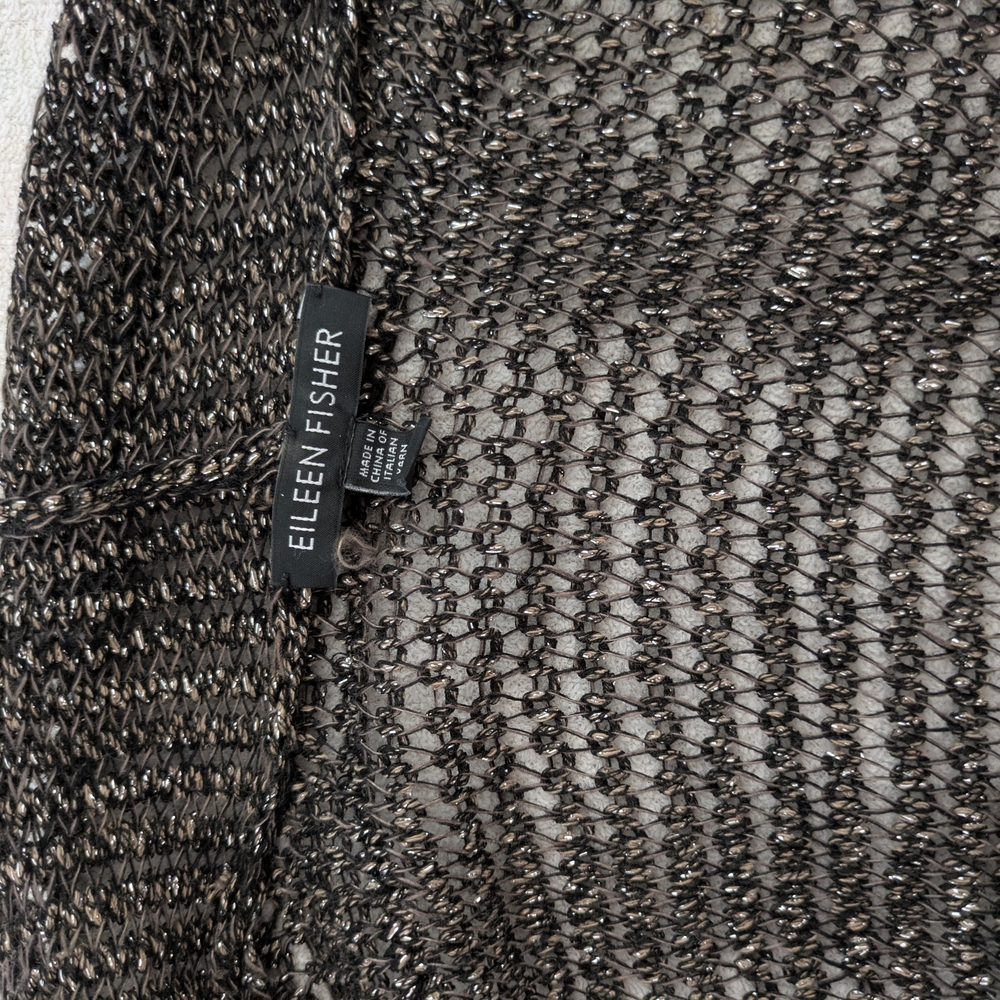 Eileen Fisher Black, Brown, Silver Open-Front Cardigan - Picture 2 of 3